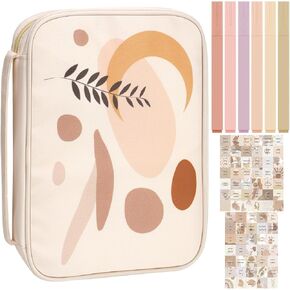 Silkfly Bible Covers for Women Bible Carrying Case with Handle Bible Holder Covers with 77 Small Bible Stickers and 6 Highlighters Bible Tote Bag Christian Gifts, 10 x 7.5 x 2.5 Inch(Classic)
