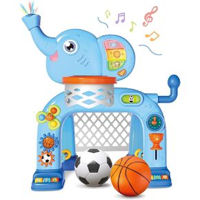 Shemira Toddler Basketball Hoop & Soccer Goal Activity Center Toys with Light & Music,Elephant Toddlers Musical Toys Gift, Baby & Toddlers Christmas Birthday Gift for 1 2 3 Year Old Boys & Girls in Kuwait