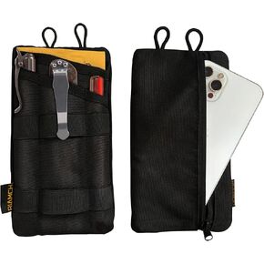 Belt Pouches for Men Black, EDC Pouch Pocket Organizer, Zipper Canvas Tactical Pouch Waist Pack Storage, Belt Pouch for Phones, Hiking, Traveling, Walking, Fishing, Outdoors