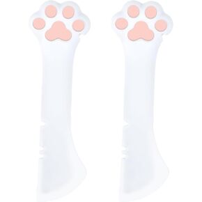 2Pcs Silicone Pet Food Spoon Dog Cat Food Spoon Cat Food Can Opener Paw Cute Paw Cat Food Spoon Wet or Dry Food Short Spoon White Spatula Scoop Mixing Spoons for Dog Cat Canned Food