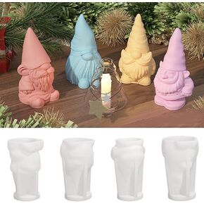4Pcs Gnome Silicone Mold,3D Resin Gnomes Silicone Candle Mold,Handmade Christmas Candle Mould for Candle Making Crafts Home Decor Kid Gifts