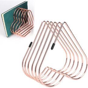 Watris Veiyi Files Folder Stand, Desktop Iron Storage Rack, Book Record Holder, Desktop Album Storage Rack, Vinyl Record Stand Holder, 5 Slot Heart Shaped File Holder for Desk (Rose Gold)