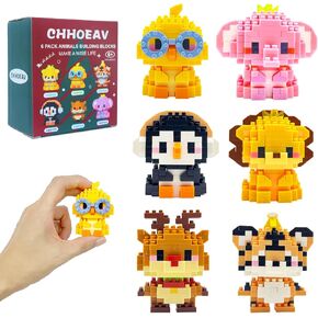 6 Pack Cute Mini Animal Building Blocks Toys for Kids Easter Egg Fillers, Easter Gifts Classroom Prizes Stocking Stuffers Christmas Birthday Party Favors Return Gifts for Boys Girls Age 6-12+
