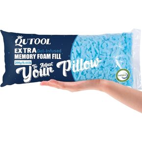 QUTOOL 0.44lb Bean Bag Chair Filler Premium Replacement Shredded Memory Foam Filling for Pillows Foam 1pack