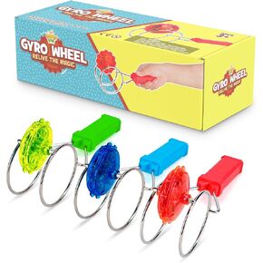 Retro Magic Gyro Wheel - 3 Pack - Light Up Magnetic Toy For Kids - Sensory Toy With Spinning Wheel and Flashing LEDs, Rail Twister Vintage Fidget Toy Stocking Stuffers for Children 4 5 6 7 8 9 and Up