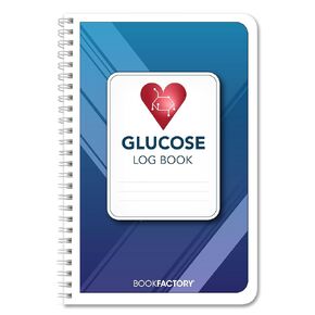 BookFactory Glucose Log Book/Glucose Monitoring Logbook/Personal Medical Tracking Notebook - 104 pages, 6" x 9", Wire-O (LOG-104-69CW-PP(Glucose-Log))