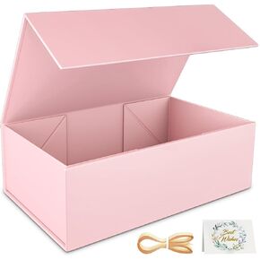 Black Gift Box, 9.5x6x3'' Gift boxes for Presents with Lids Magnetic Closure Rectangle Collapsible for Groomsman Proposal Box, Wedding, Christmas, Halloween, Birthday Gift Packging