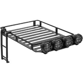 INJORA Roof Rack Luggage Carrier with LED Spotlights and Ladder Accessory for TRX4M Body Shell 1/18 RC Crawler Car Upgrade