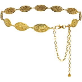 Women Concho Chain Belt Western Cowgirl Waist Chain Adjustable Metal Link