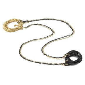 Dama Stile BKZ18 Belly Chain Gold and Black Chain, Adjustable Body Accessory for Women and Girls (31.49" (80 cm))