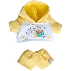niannyyhouse 20cm Plush Doll Clothes Fox Panda Puppy Hoodie Pants 8in Doll Accessories (Khaki)