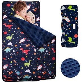 Vencede Nap Mat - Toddler Nap Mat with Pillow and Blanket, Kids Nap Mats for Preschool, Extra Thick Large 55"x23" Toddler Sleeping Bag for Daycare, Dinosaur Nap Mat for Boys Girls Ages 3-7 Years