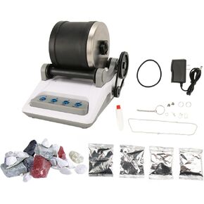 Rock Tumbler Kit, Professional Rock Polisher Single Barrel Rock Tumbling Kit Educational STEM Science Kit for Geology Enthusiasts Kids Adults