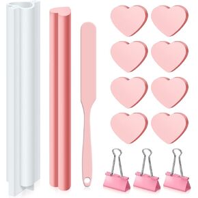 Tessco Heart Shaped Long Tube Silicone Mold Heart Soap Embed Molds Soap Mold Heart Shape Column Mold Soap Making Supplies with Spatula 3 Pcs Binder Clips for Soap Chocolate Candy Cake (Pink, Heart)