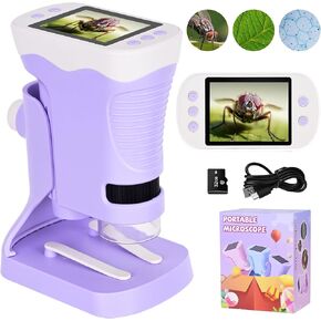 Microscope for Kids,1000X Mini Kids Microscope with 2.4 HD Screen, Gifts for 4 5 6 7 8 Year Old Girls, Portable Educational Science Toys for Ages 3 4 5 6 7 Girls Outdoor with 32GB Memory Card