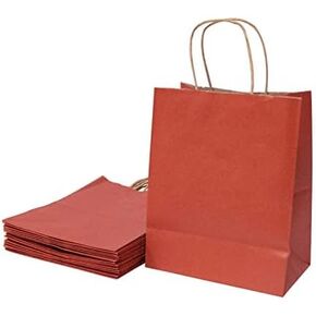 vanhel 50 PCS Gift Bags with Handles,8 x 4.25 x 10.5 Inches,Brown Paper Bags with Handles bulk, Shopping Bags, Party Bags, Retail Bags, Merchandise Bags, Favor Bags