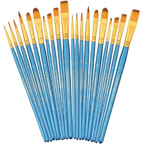 Transon 20pcs Artist Painting Brush Set for Acrylic Watercolor Gouache Hobby Craft Face Rock Painting White