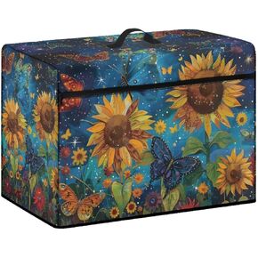 Cow Maple and Sunflower Sewing Machine Cover Dust Cover for Sewing Machine with Organizer Bag Compatible with Singer and Brother Sewing Machine Fall Decoration