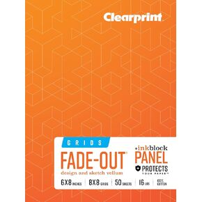 Clearprint 6" x 8" 1000H 100% Cotton Design Vellum Field Book with "Ink Block" Panel and 8x8 Fade-Out Grid, 16 lb. / 60 GSM, 50 Sheets/Book, 1 Each