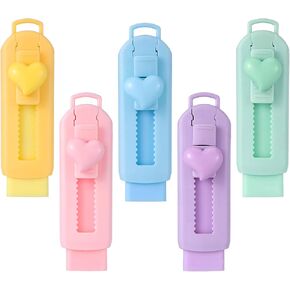 TEHAUX 5pcs Retractable Eraser - Pencil Erasers Cute Erasers for School Office, Art Erasers for Drawing, 5 Color, 3.34x0.98in