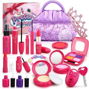 Toddler Girl Toys, Princess Pretend Makeup Kit for Girls, Kids Play Makeup Set for Kids 3-5 4-6, Toddler Makeup Kit with Fake Makeup Set, Car Key & Make up Toy for Age 3 4 5 Year Old Girl Gifts