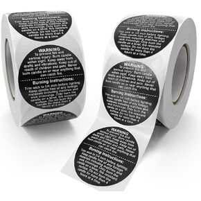 1000 PCS Candle Warning Labels, 1.5inch Round Candle Safety Labels Sticker for Candle Making DIY Candle Jars (Black)