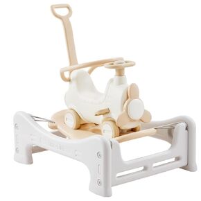 VEVOR 4 in 1 Rocking Horse for Toddlers 1-3 Years, Baby Rocking Horse with Detachable Balance Board, Push Handle and 4 Smooth Wheels, Support up to HDPE 80 lbs Kids Ride on Toy with Sound, Blue
