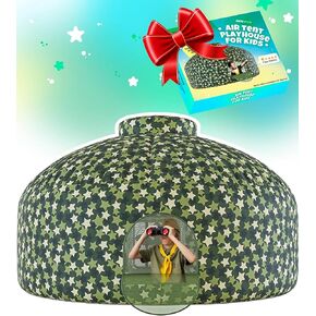 Skywin- Inflatable Tent for Kids (Camo Stars), Inflatable Air Tent for Kids Sets Up and Stores Away in Seconds (Fan NOT Included) (with Door)