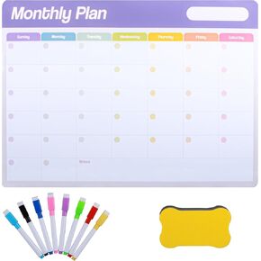 Magnetic Dry Erase Calendar On the Fefrigerator, Magnetic Calendar For Refrigerator, Reusable Calendar Suitable for Various Scenarios, Including 8 Dry Erase Markers and Eraser -16 * 12 Inches