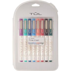 أقلام TUL® Fine Liner ذات رؤوس لباد، فائقة الدقة، 0.4 مم، أسطوانة بيضاء، حبر متنوع، عبوة مكونة من 8 أقلام in Kuwait