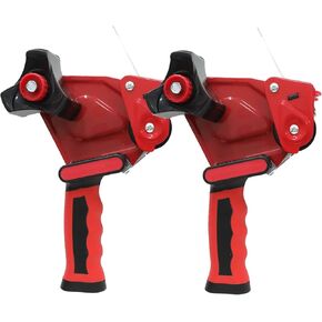 WELSTIK 2 Pack Red Non-Slip Silicone Handle Packing Tape Dispenser Gun 2 Inch -Heavy Duty Sealing Tape Cutter for Shipping, Carton and Box Sealing, Easy Operation