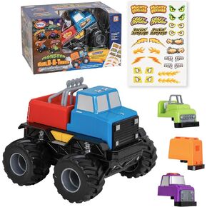 POPULAR PLAYTHINGS Magnetic Monster Build-A-Truck, Take Apart Toy Car Set, 6 Pieces