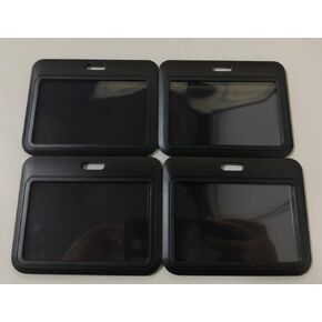 4 Pack Sliding Black ID Badge Holder, Heavy Duty Plastic ID Badge with Clear Window, Vertical Key Card Holder Protector Pouch for Office School ID Cards Proximity Key Cards Drivers Licenses & Passes