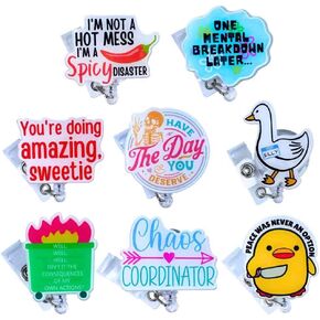 8 PC Cute Funny Badge Reel ID Card Name Tag Retractable Clip Reels Dumpster Fire This is Fine Meme Sassy for Nurse Nurses Teacher Student Medical RN Work Office Bulk Lanyard Accessories Gifts