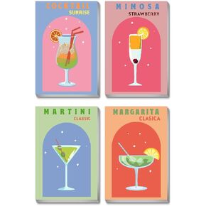 tigdtiu 4 Pack Paint by Numbers Kit for Adults Beginners,DIY Acrylic Paint by Number Framed,Cocktail Adults Paint by Number Kits Framed Canvas,Home Wall Decor 7.8x11.8inch