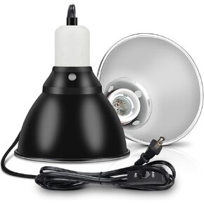 Reptile Lamp Bulb Fixture 5.5 Inch Deep Dome with Switch - Ideal for 60W/75W/100W/150W Heat Lamp Bulbs, Compatible with All E26 UVA/UVB/Basking Heat Bulbs