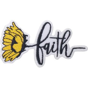 Faith Iron On Patch Flower for Clothing Embroidered Applique Patch Badge Sew On Emblem DIY Craft Iron on Patches