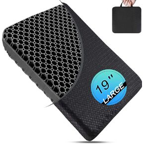 Thicken 19.7in Seat Cushion, Gel Seat Cushion for Long Sitting–Office Chair, Wheelchair, Car Cushion, Large Cooling Seat Cushion for Back Pain, Sciatica, Tailbone Pain Relief