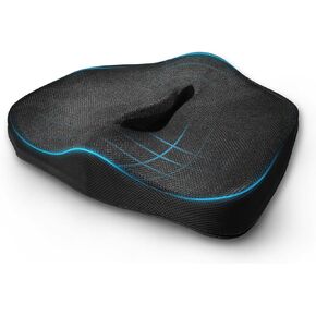 EcoNour Seat Cushion for Comfortable Sitting | Dense Memory Foam Seat Cushion | Pressure Relief for Office Chairs, Cars & Wheelchairs | Alleviates Hip, Tailbone, Coccyx & Sciatica Discomfort-Black