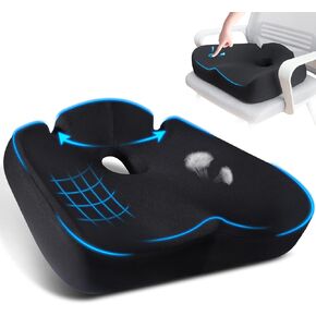 Seat Cushion for Office Chair, Large Memory Foam Cushion for Sciatica & Hip & Coccyx Pain Relief Desk Chair Cushion Pad Pillow for Long Sitting Office Workers, Car Seat Drivers