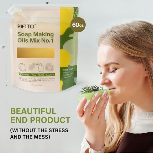 Pifito Cold Process Soap Making Kit │ Oils Mix No. 1 60 Oz Blend of Pre-Measured Oils, 8-Pack Colorants Sampler, Mold and Instructions. DIY Soap Making Supplies in Kuwait