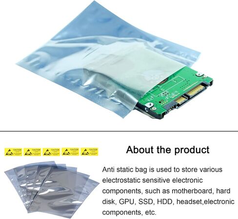 Anti Static Bags ESD Shielding Bags Reusable with Labels, [for Electronic Device GPU Hard Drive SSD HDD Motherboard] - 11x14.6inch/50pcs in Saudi Arabia