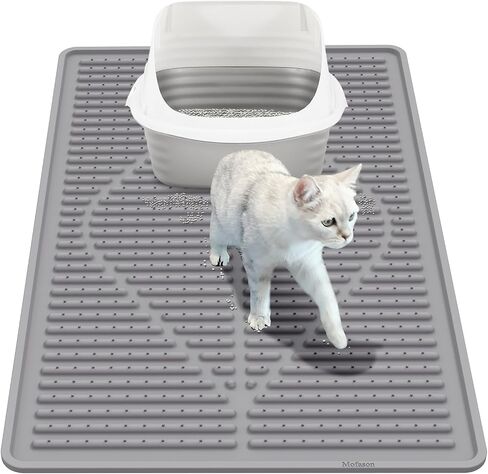 Mofason Rubber Large Cat Litter Mat - Kitty Litter Box mat - Silicone Litter Trapping Catcher Mat - Cat Supplies & Accessories for Indoor Cats (28" x 20") - Black in Kuwait