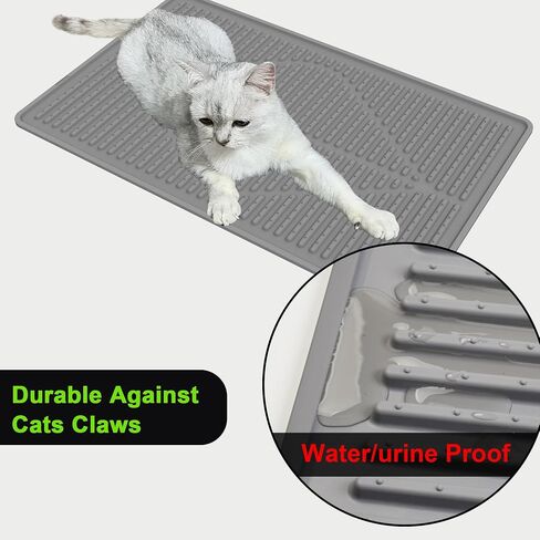 Mofason Rubber Large Cat Litter Mat - Kitty Litter Box mat - Silicone Litter Trapping Catcher Mat - Cat Supplies & Accessories for Indoor Cats (28" x 20") - Black in Kuwait