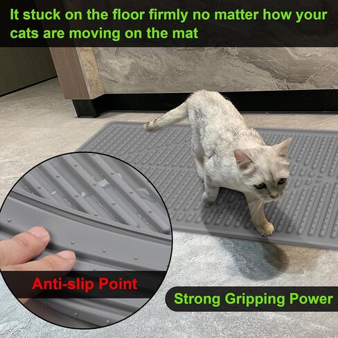 Mofason Rubber Large Cat Litter Mat - Kitty Litter Box mat - Silicone Litter Trapping Catcher Mat - Cat Supplies & Accessories for Indoor Cats (28" x 20") - Black in Kuwait