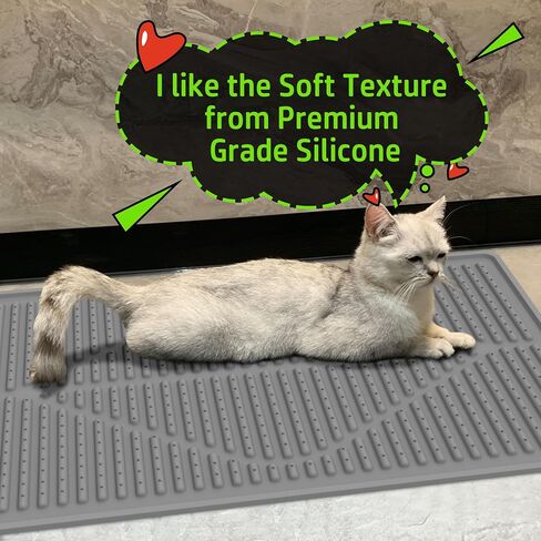 Mofason Rubber Large Cat Litter Mat - Kitty Litter Box mat - Silicone Litter Trapping Catcher Mat - Cat Supplies & Accessories for Indoor Cats (28" x 20") - Black in Kuwait