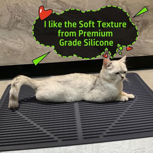 Mofason Rubber Large Cat Litter Mat - Kitty Litter Box mat - Silicone Litter Trapping Catcher Mat - Cat Supplies & Accessories for Indoor Cats (28" x 20") - Black in Kuwait