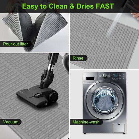 Mofason Rubber Large Cat Litter Mat - Kitty Litter Box mat - Silicone Litter Trapping Catcher Mat - Cat Supplies & Accessories for Indoor Cats (28" x 20") - Black in Kuwait