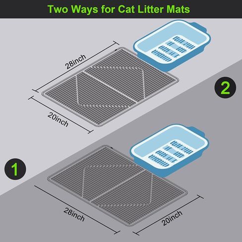 Mofason Rubber Large Cat Litter Mat - Kitty Litter Box mat - Silicone Litter Trapping Catcher Mat - Cat Supplies & Accessories for Indoor Cats (28" x 20") - Black in Kuwait