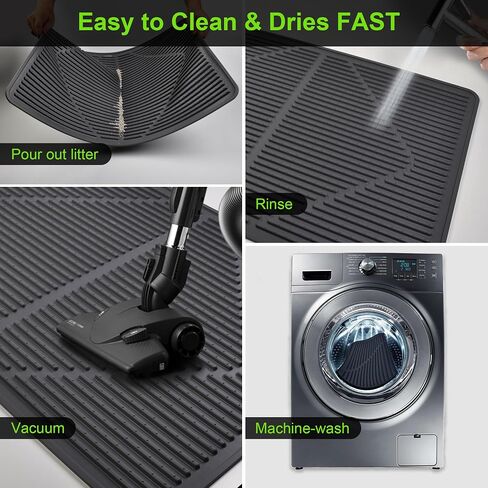 Mofason Rubber Large Cat Litter Mat - Kitty Litter Box mat - Silicone Litter Trapping Catcher Mat - Cat Supplies & Accessories for Indoor Cats (28" x 20") - Black in Kuwait
